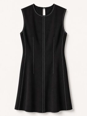 rag & bone Black Sleeveless A-Line Dress with White Contrast Stitching